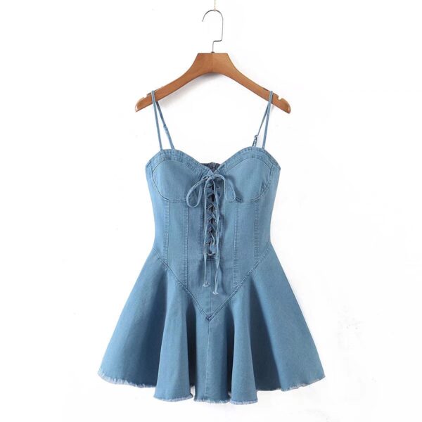 Sexy Denim Lace up Dress