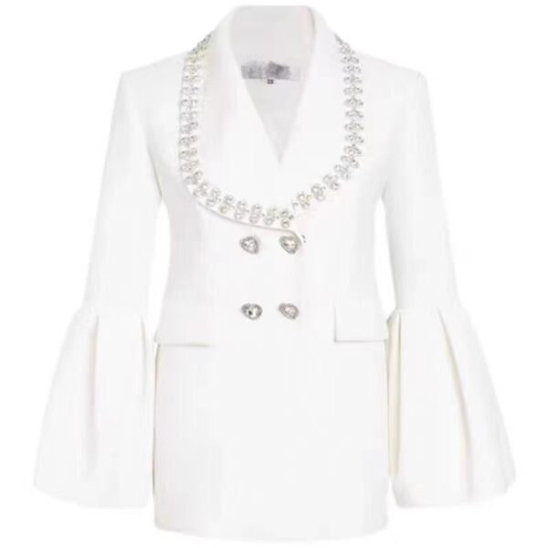 Heart Crystal Beaded Blazer Dress