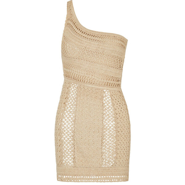 One Shoulder Nude Knitted Beach Dress