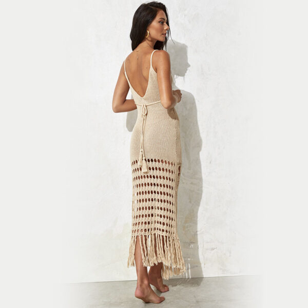 Holiday Cinched Tassel Maxi Dress