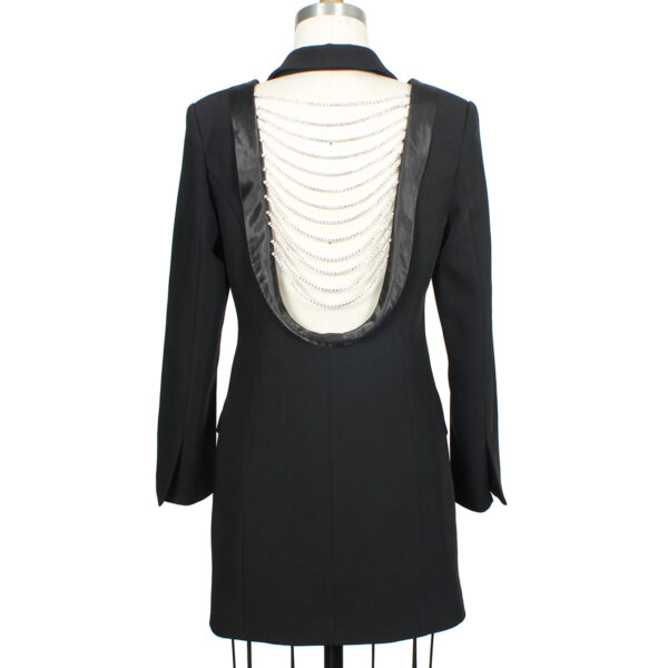 Backless Crystal Chain Blazer Dress