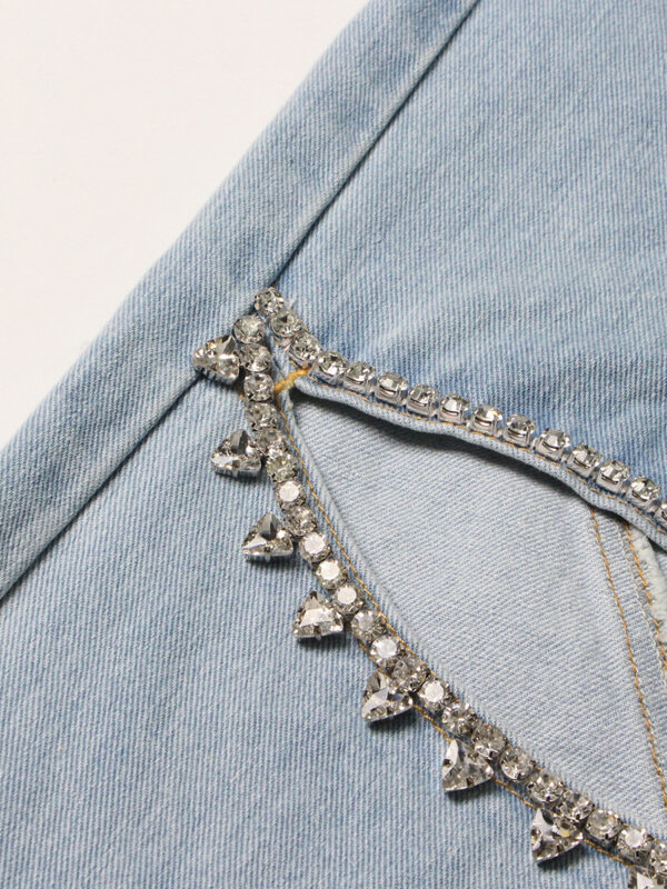 Rhinestone Beaded Straight Jeans