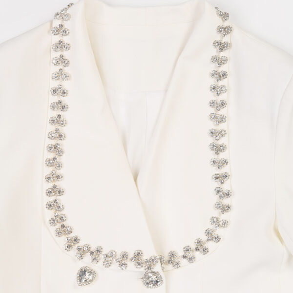 Heart Crystal Beaded Blazer Dress