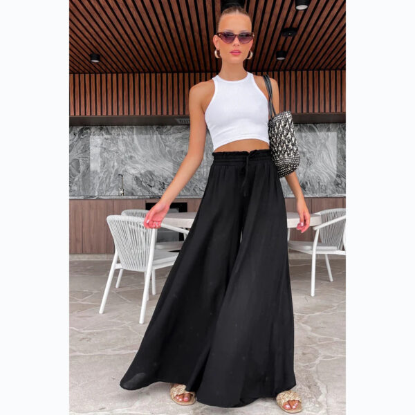 Elastic Waist Casual Wide Leg Pants