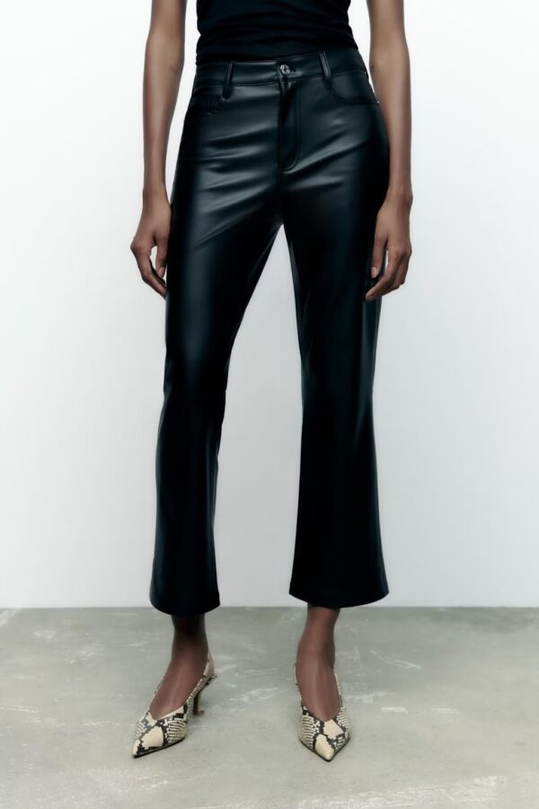 Casual Leather Bootcut Trousers