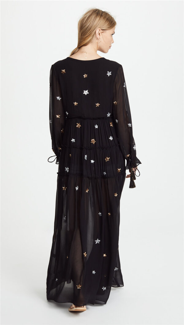 Bohemian Embroidered Stars Maxi Dress