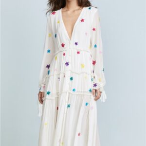 Bohemian Embroidered Stars Maxi Dress