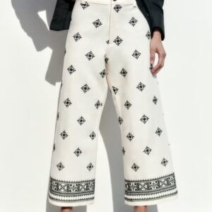 Wide Linen Embroidery Pants