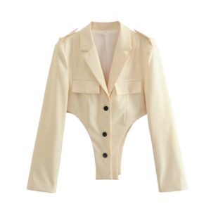 Buttoned Bodysuit Type Blazer