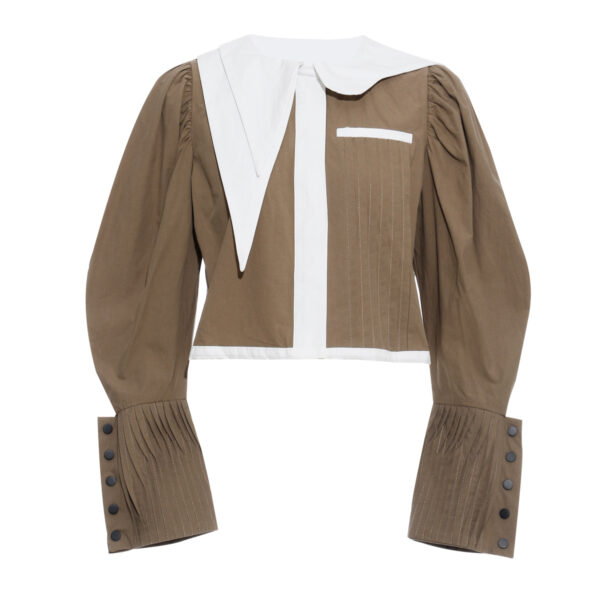 Asymmetric Design Gigot Sleeve Shirt