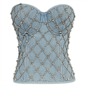 Rhinestone Beaded Denim Corset