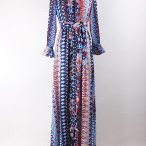 Geometric Abstract Print Maxi Dress