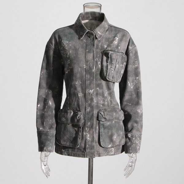 Camouflage 3D Large Pocket Denim Jacket