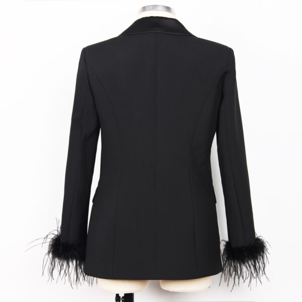 Ostrich Fur Satin Collar Suit