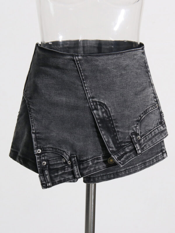 Denim Irregular Asymmetric Shorts