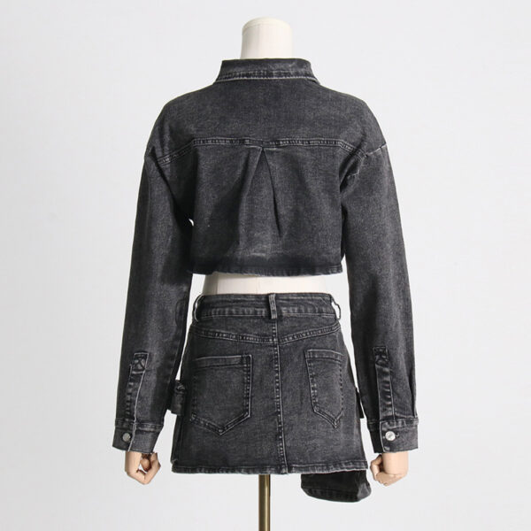 Black Denim Mini Jacket Skirt Set