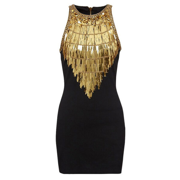 Golden Embroidery Mini Dress