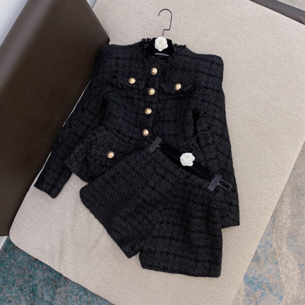 Shiny Tweed Jacket Shorts Suit