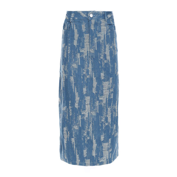 Worn Out Texture Midi Skirt