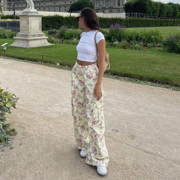 Floral Printed Low Waist Pocket Pants