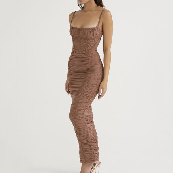 Bodycon Pleated Maxi Dress