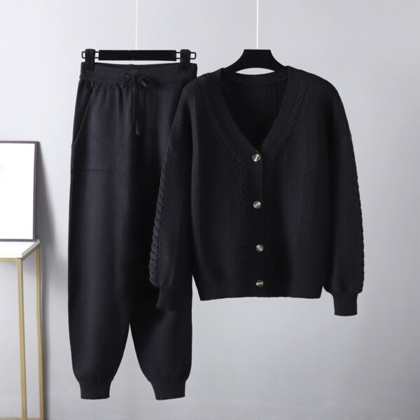 Knitted Cardigan Pants Suit