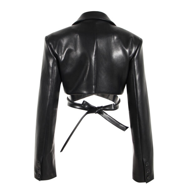 Criss Cross Lace Up Leather Crop Jacket