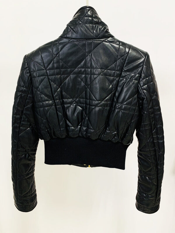 Imprinted Leather Bomber Jacket