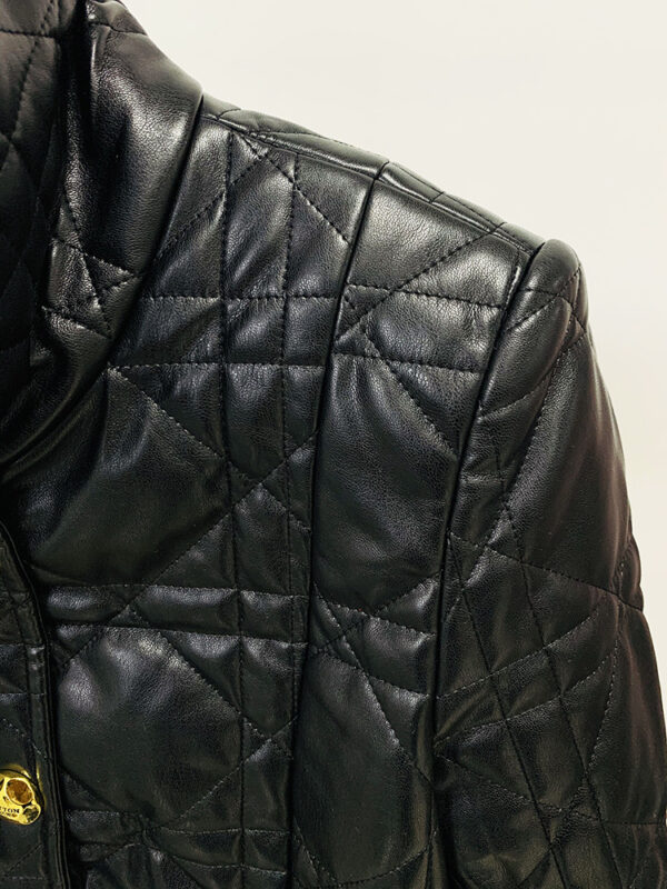 Imprinted Leather Bomber Jacket