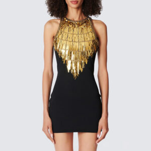 Golden Embroidery Mini Dress