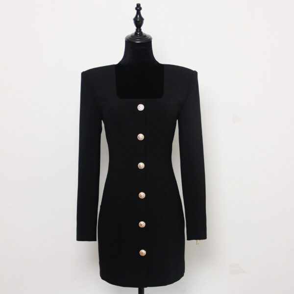 Square Collar Single Breasted Blazer Dress