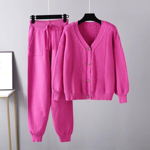 Knitted Cardigan Pants Suit