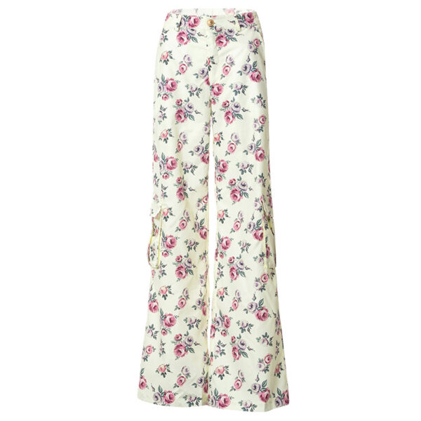 Floral Printed Low Waist Pocket Pants