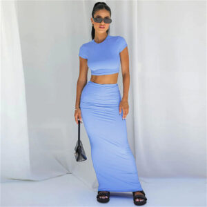 Summer Cropped T-Shirt And Skirt Set