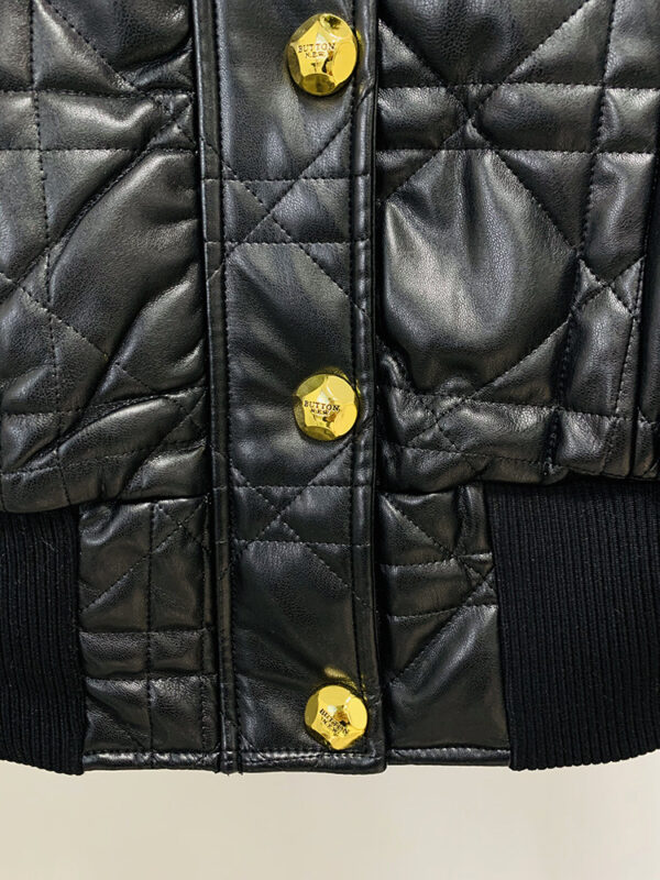 Imprinted Leather Bomber Jacket