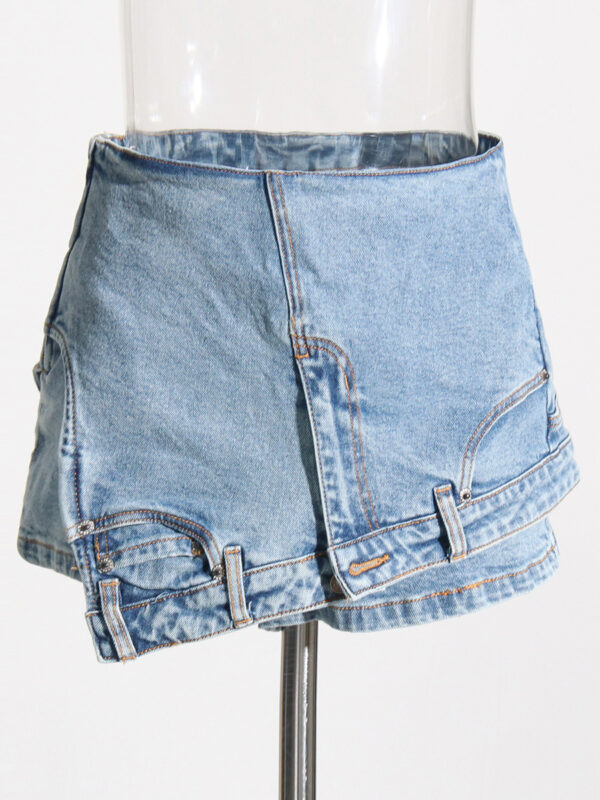 Denim Irregular Asymmetric Shorts