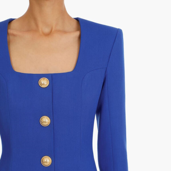 Square Collar Single Breasted Blazer Dress