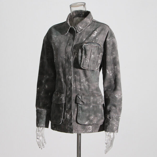 Camouflage 3D Large Pocket Denim Jacket