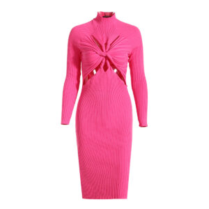 Cut-Out Twisted Knitted Dress