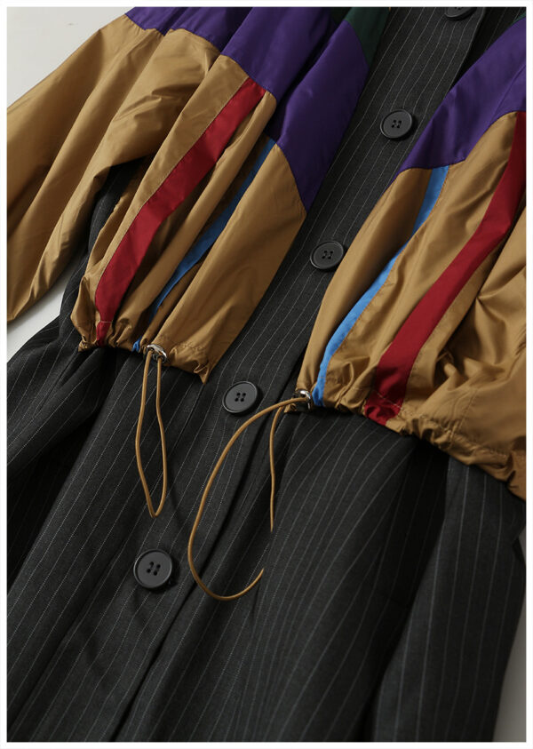 Sports Stitching Contrast Color Trench Coat