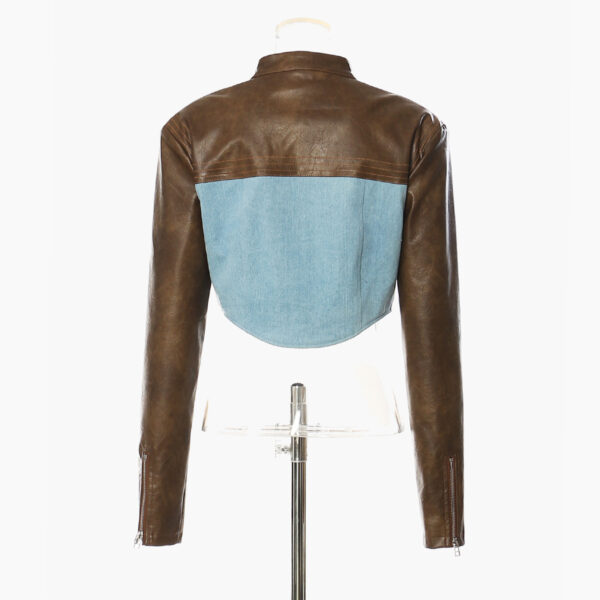 Vintage Leather Contrast Crop Jacket