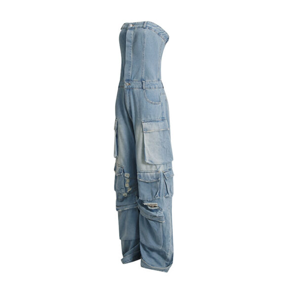 Sexy Cargo Denim Jumpsuit