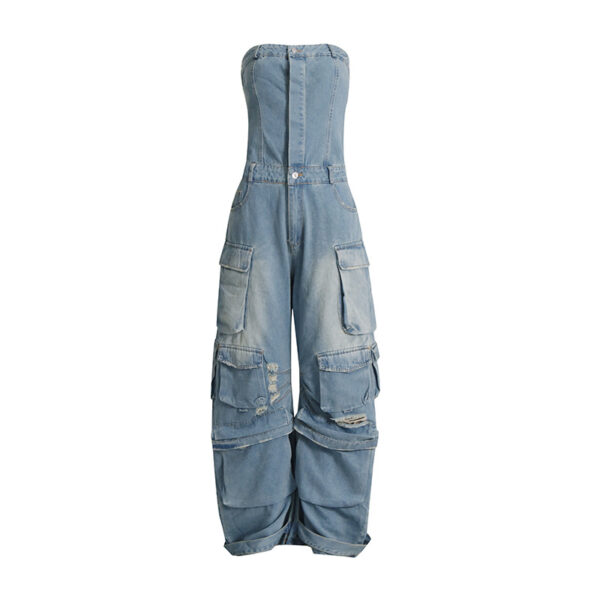 Sexy Cargo Denim Jumpsuit