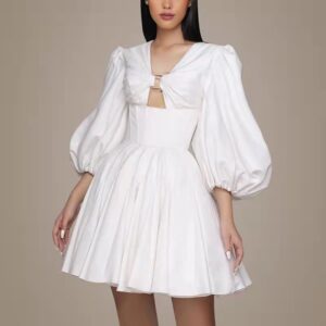 Bubble Sleeve A-Line Dress